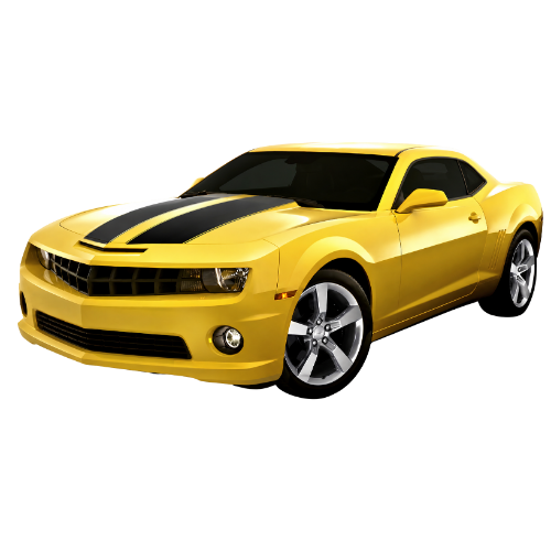 Yellow sports car cutout on a dark source ground